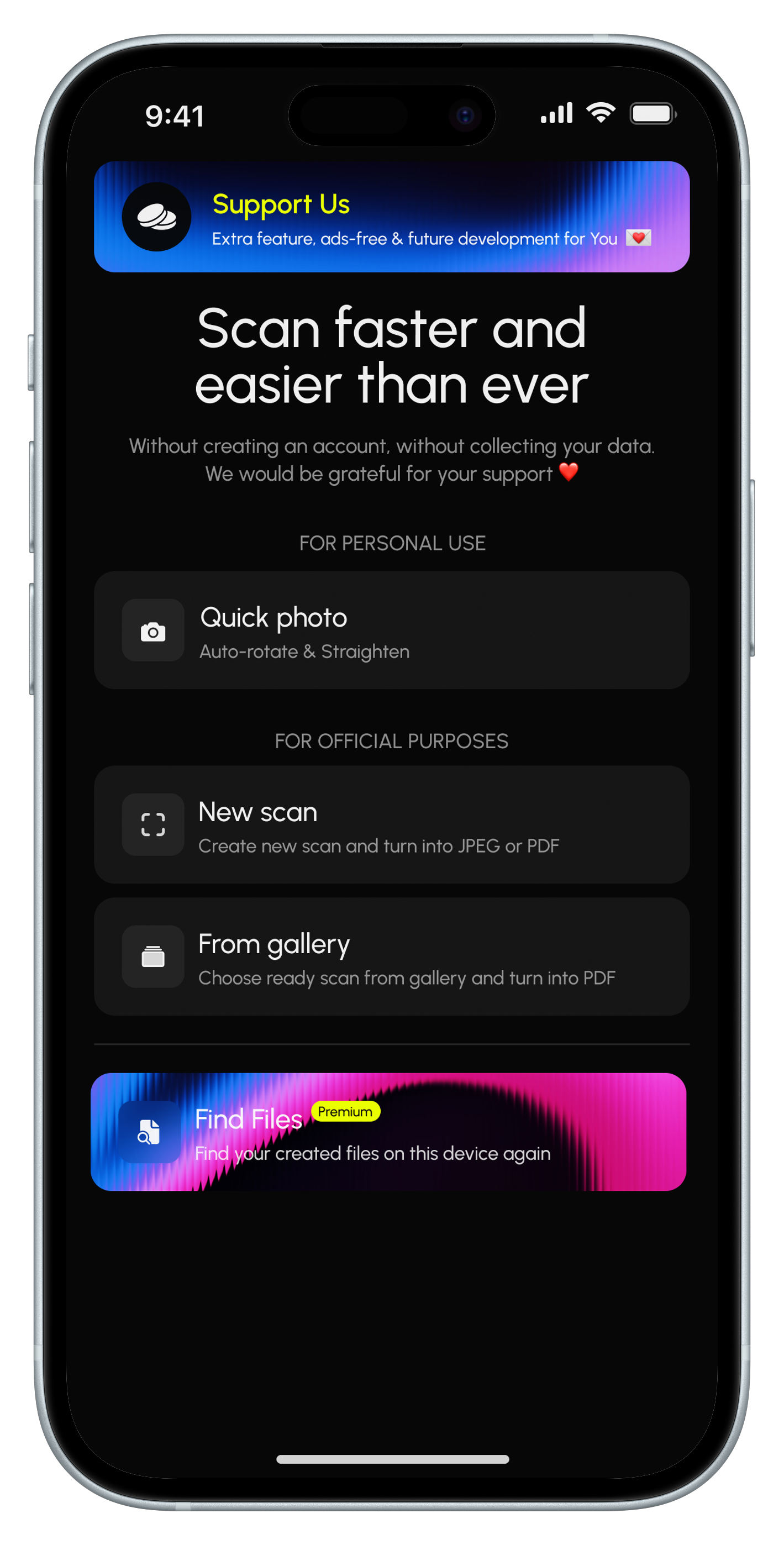 ScannerOFF app preview